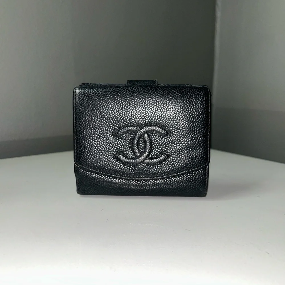 Chanel Caviar Leather Timeless CC Flap Compact Wallet